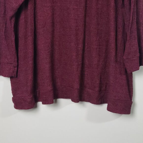 Lane Bryant Burgundy Knit Long Sleeve Top Lace Up Size 22/24 - Picture 3 of 5